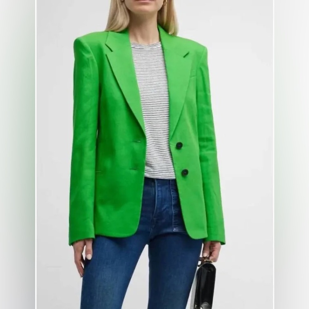 FRAME NWT The Femme Two Button Blazer Size 0 $628 MSRP Bright Peridot Green